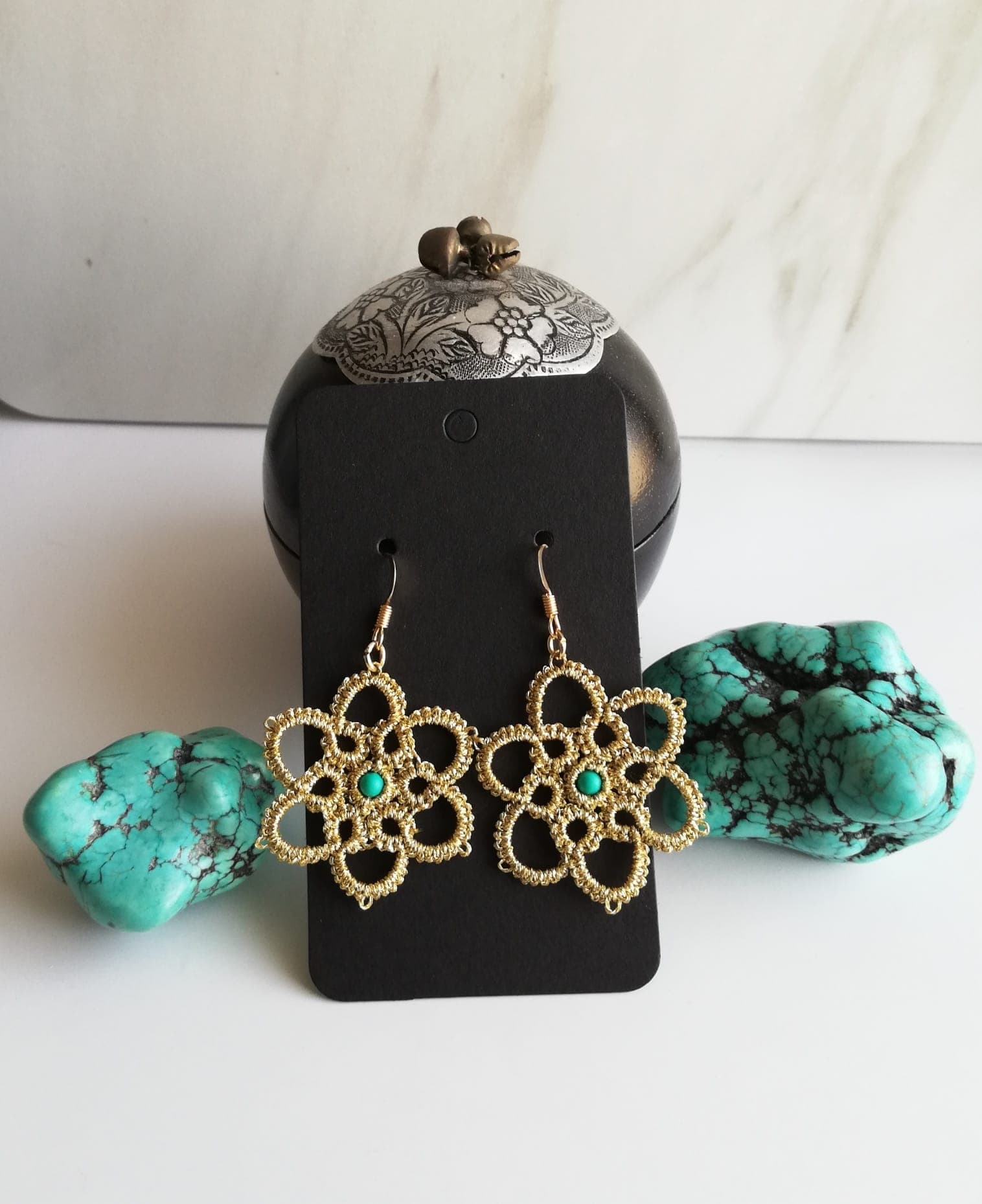 Rosone Piccolo Con Turchese — Orecchini